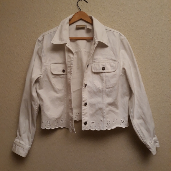 Liz Claiborne Jackets & Blazers - Liz Claiborne White Denim Jean Jacket Size L
